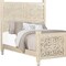 Homeroots White Carved Floral Distressed Solid Wood Queen Bed Frame 521077 - alternate 2