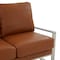 Leisuremod Jefferson Contemporary Faux Leather Loveseat with Silver Frame, Cognac Tan JAS53BR-L - alternate 4