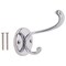 Prosource Coat and Hat Hook, 22 lb, 2-Hook, 1 in Opening, Zinc, Chrome H-032-CH - alternate 1