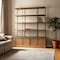 Homeroots 82" Antiqued Brass And Light Brown Distressed Metal and Solid Wood Three Tier Bookcase w/Four Doors 611046 - alternate 5