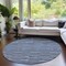 Homeroots 8' Navy Blue And Denim Blue Round Striped Washable Indoor Outdoor Area Rug 587910 - alternate 4