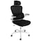 Elama High Back Adjustable Mesh and Fabric Office Chair in Black on White with Adjustable Head Rest ELM-F-936WKD - alternate 1