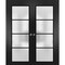 Sartodoors Sliding Double Pocket Door Frosted Tempered Glass Planum 2132 Black 60x80 (2* 30x80) Solid Core PLANUM2132DP-BLK-60 x 80 (2* 30x80) - alternate 1