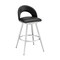 Armen Living Charlotte 26in Swivel Counter Stool in Brushed Stainless Steel and Black Faux Leather LCCHBABSBLK26 - alternate 1