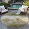 Homeroots 8' Fern Green And Beige Round Abstract Washable Indoor Outdoor Area Rug 603019 - alternate 2