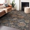Homeroots 10' X 14' Navy Blue Brown And Terra Cotta Damask Washable Indoor Outdoor Area Rug 603604 - alternate 4