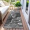 Homeroots 8' Runner Black Gray and White Abstract Washable Non Skid Indoor Outdoor Runner Rug 559443 - alternate 3