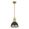 Jonathan Y Homer 10" 1-Light Modern Industrial Metal LED Dome Pendant, Kombu Green/Brass Gold JYL9535H - alternate 10