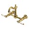 Kingston Brass Two-Handle Wall Mount Bridge Kitchen Faucet, Brushed Brass KS2447BPL - alternate 1