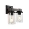 Jonathan Y Bungalow 15" 2-Light Iron/Seeded Glass Rustic Farmhouse LED Vanity Light, Oil Rubbed Bronze JYL7508A - alternate 8