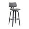 Homeroots 30" Gray And Black Faux Leather Swivel Low Back Bar Height Bar Chair 534438 - alternate 3