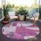 Homeroots 8' Blush And Mauve Round Geometric Washable Indoor Outdoor Area Rug 617898 - alternate 5