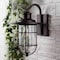 Jonathan Y Westfield 10.5" 1-Light Iron/Seeded Glass Rustic Industrial Cage LED Outdoor Sconce, Oil Rubbed Bronz JYL7604A - alternate 6