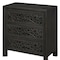 Homeroots 30" Black Solid Wood Distressed Carved Scrollwork Three Drawer Nightstand 569587 - alternate 3