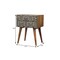 Homeroots 23" Black Ivory And Natural Solid Wood Geometric Bone Inlay Two Drawer Nightstand 722563 - alternate 4