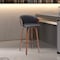 Homeroots 26" Black and Wood Brown Faux Leather with Solid Wood Swivel Counter Height Bar Chair 534418 - alternate 5