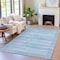 Homeroots 5' X 8' Sky Blue And Ivory Striped Washable Indoor Outdoor Area Rug 631516 - alternate 4