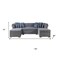 Homeroots Gray Velvet U Shaped Three Piece Sofa and Chaise Sectional With Toss Pillows 643888 - alternate 5