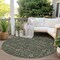 Homeroots 8' Round Moss Green and Gray Round Floral Washable Non Skid Indoor Outdoor Area Rug 564379 - alternate 5