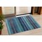 Homeroots 3' X 5' Teal Blue Aqua And Navy Blue Striped Washable Indoor Outdoor Area Rug 631221 - alternate 1