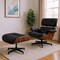 Homeroots 28" Black and Rosewood Tufted Genuine Leather Lounge Chair With Ottoman 636337 - alternate 5
