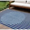 Homeroots 9' X 12' Navy Blue And Gray Striped Washable Indoor Outdoor Area Rug 597185 - alternate 1