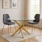 Homeroots 54" Clear and Gold Glass and Metal Cross Leg Base Round Top Dining Table 555138 - alternate 3
