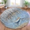 Homeroots 8' Blue And Beige Round Nautical Washable Indoor Outdoor Area Rug 630419 - alternate 4
