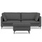 Homeroots 90" Gray Fabric Sofa With Ottoman With Black Legs 641062 - alternate 1