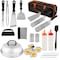 Home-Complete Griddle Accessories 28PC Grill Set w/ Stainless Steel Spatulas, Tongs, Cleaner, Dome & Carry Bag KIT-OUT2 - alternate 1