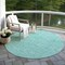 Homeroots 8' Teal Blue And Ivory Round Floral Washable Indoor Outdoor Area Rug 581884 - alternate 3