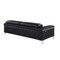 Homeroots 89" Black Italian Leather Solid Wood Sofa 720449 - alternate 7