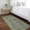 Homeroots 8' Runner Moss Green and Gray Oriental Washable Non Skid Indoor Outdoor Runner Rug 563809 - alternate 3