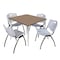 Regency Square Kahlo Breakroom Table W/ 4 M Stack Chairs, 48 in W, 48 in L, Noble Oak TPL4848NOCM47GY - alternate 1