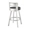 Armen Living Flynn 30in Swivel Bar Stool in Brushed Stainless Steel with Black Faux Leather LCFLBABSBLK30 - alternate 3