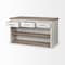 Homeroots White And Brown Two Tone Wooden Kitchen Island With 3 Drawers 380616 - alternate 2