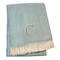 Homeroots 55" X 70" Sky Blue White Herringbone Cotton Blend C Initial Throw Blanket with Tassels Embroidery 680587 - alternate 1