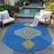 Homeroots 8' Denim Blue Red And Green Round Oriental Washable Indoor Outdoor Area Rug 598402 - alternate 5