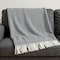 Homeroots 55" X 70" Dark Gray And White Cotton Blend Woven Herringbone Plush Throw Blanket with Fringe 633083 - alternate 3