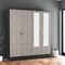 Homeroots 71" Light Oak and Black Four Door Wardrobe Closet with Mirrors 403743 - alternate 4