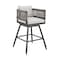 Armen Living Alegria Outdoor Patio Swivel Counter Stool in Aluminum with Gray Rope and Light Gray Cushions LCAFSWBABL26 - alternate 1