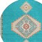 Homeroots 8' Teal Blue Brown And Ivory Round Oriental Washable Indoor Outdoor Area Rug 598444 - alternate 5