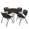 Regency Round Kee Breakroom Table W/ 4 M Stack Chairs, 36 in W, 36 in L, Neo Walnut TB36RNDNWBPCM47BK - alternate 1