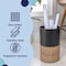 Happimess Asher Modern 4.13-Gallon 2-Tone Faux Wicker/Metal Cylinder Waste Basket, Black/Natural HPM1102C - alternate 3