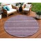 Homeroots 8' Plum And Lilac Round Striped Washable Indoor Outdoor Area Rug 615358 - alternate 1