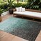 Homeroots 10' X 14' Teal Blue And Dark Gray Ombre Washable Indoor Outdoor Area Rug 602904 - alternate 1