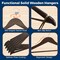 Campior Brown Wooden Hangers, Heavy-Duty with 360 Deg Swivel Hook, Non-Slip, Pants Bar, 5PK CMPWH5BW - alternate 5