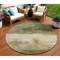 Homeroots 8' Fern Green And Beige Round Abstract Washable Indoor Outdoor Area Rug 603019 - alternate 1
