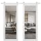 Sartodoors Sturdy Double Barn Door with Clear Glass, Lucia 2666 White Silk and Aluminum Strips, 13FT Rail Han LUCIA2666DB-S-WS-36 x 96 - alternate 1