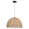 Vaxcel Nassau 1L LED Compatible Matte Black Transitional Pendant Light Natural Woven Rope Shade P0405 - alternate 1